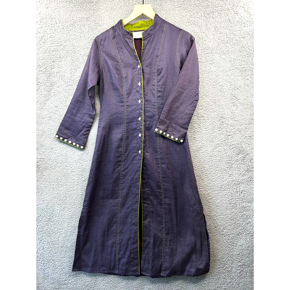 ANAND KABRA Womens Kurta Sherwani Dress Purple Green Traditional Indian M Medium